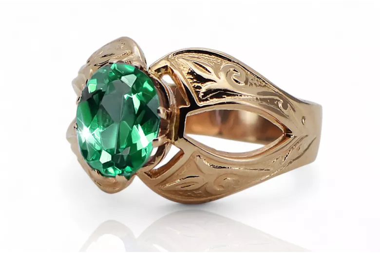 Emaragd Original Vintage 14K Produkt s ružovým zlatým krúžkom Vintage Unique VRC135R